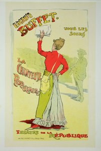 Reprodução de um cartaz publicitário &39;Eugenie Buffet&39;, no Teatro da República